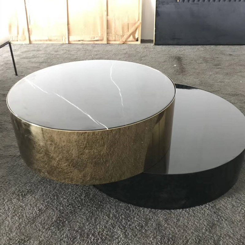 Aço inoxidável e mármore com mesa de centro
